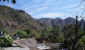 house with mountains background